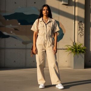 New UNIVERSAL THREAD Boilersuit Jumpsuit 8 | Cream Neutral Utility Workwear Gorp